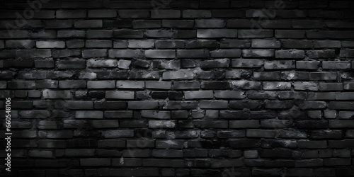 Black Brick Wall  High-Quality Black and White Photo with Dark Atmosphere and Bold Texture