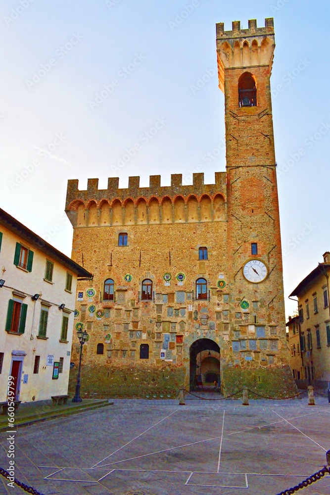 external view of the fourteenth-century Palazzo dei Vicari in Scarperia in Florence, Italy