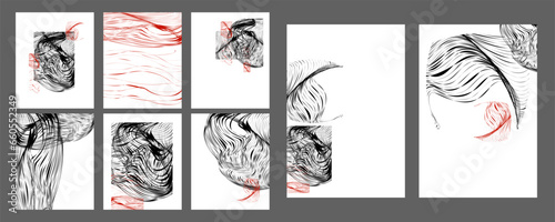 Set Poster design Japanese style templates set invitations white background to beauty texture from lines abstract background for book cover brochure texture