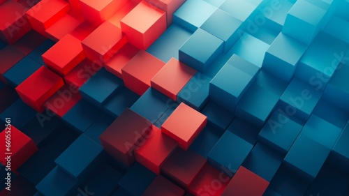 Abstract Geometric Background in Red and Blue: A 3 Color Pattern for Visual Design.