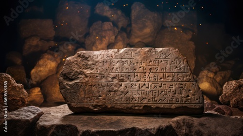 Ancient Armenia: A Stone Tablet with Intricate Cuneiform Script photo