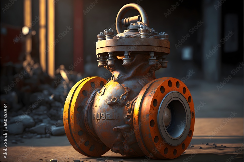 realistic photo ball valve casting in foundry ultra realistic 4k  - obrazy, fototapety, plakaty 