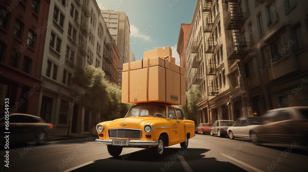 Obraz premium A Photo of a Rental Car Delivery Service