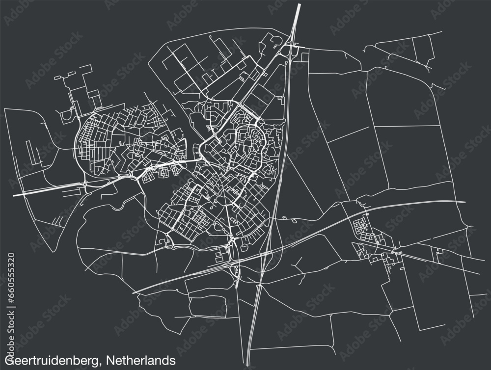 Detailed hand-drawn navigational urban street roads map of the Dutch ...