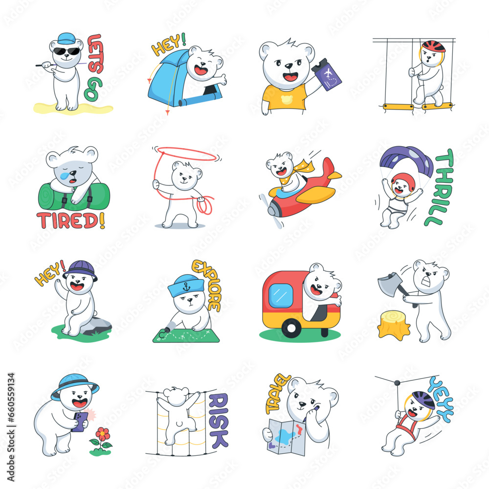 Collection of Adventure Teddy Flat Stickers
Collection of Adventure Teddy Flat Stickers