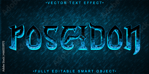 Blue Mythology Poseidon Sea God Vector Fully Editable Smart Object Text Effect