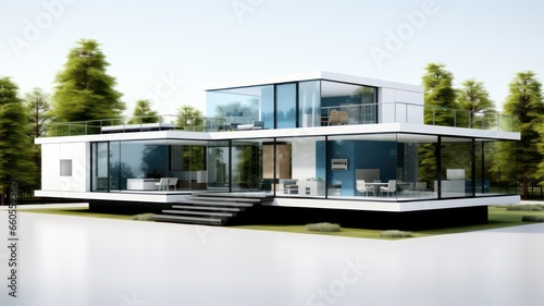 Modern glass house created with Generative AI © mg photo