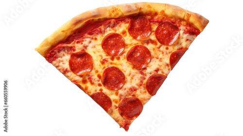 Slice of fresh Italian classic original Pepperoni Pizza transparent background