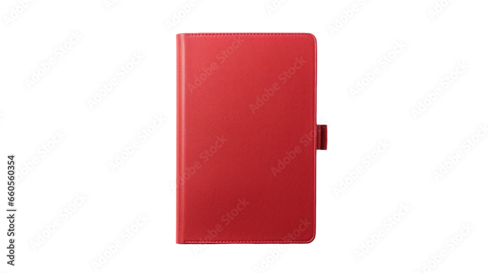 red notebook on a transparent background