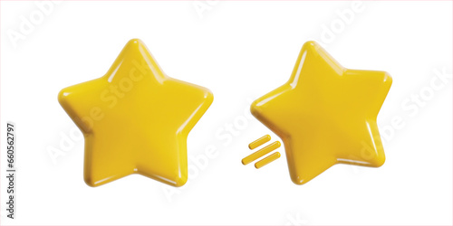 yellow shine star icon set 3d render