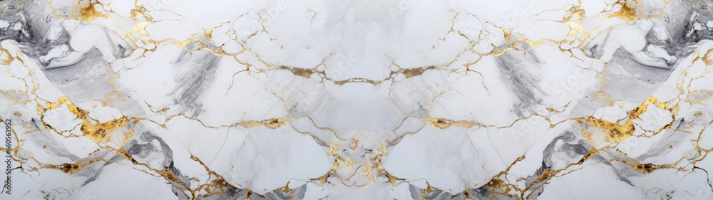 Marbled background banner panorama, black, white, gold, abstract, luxurious, elegant, marble stone texture