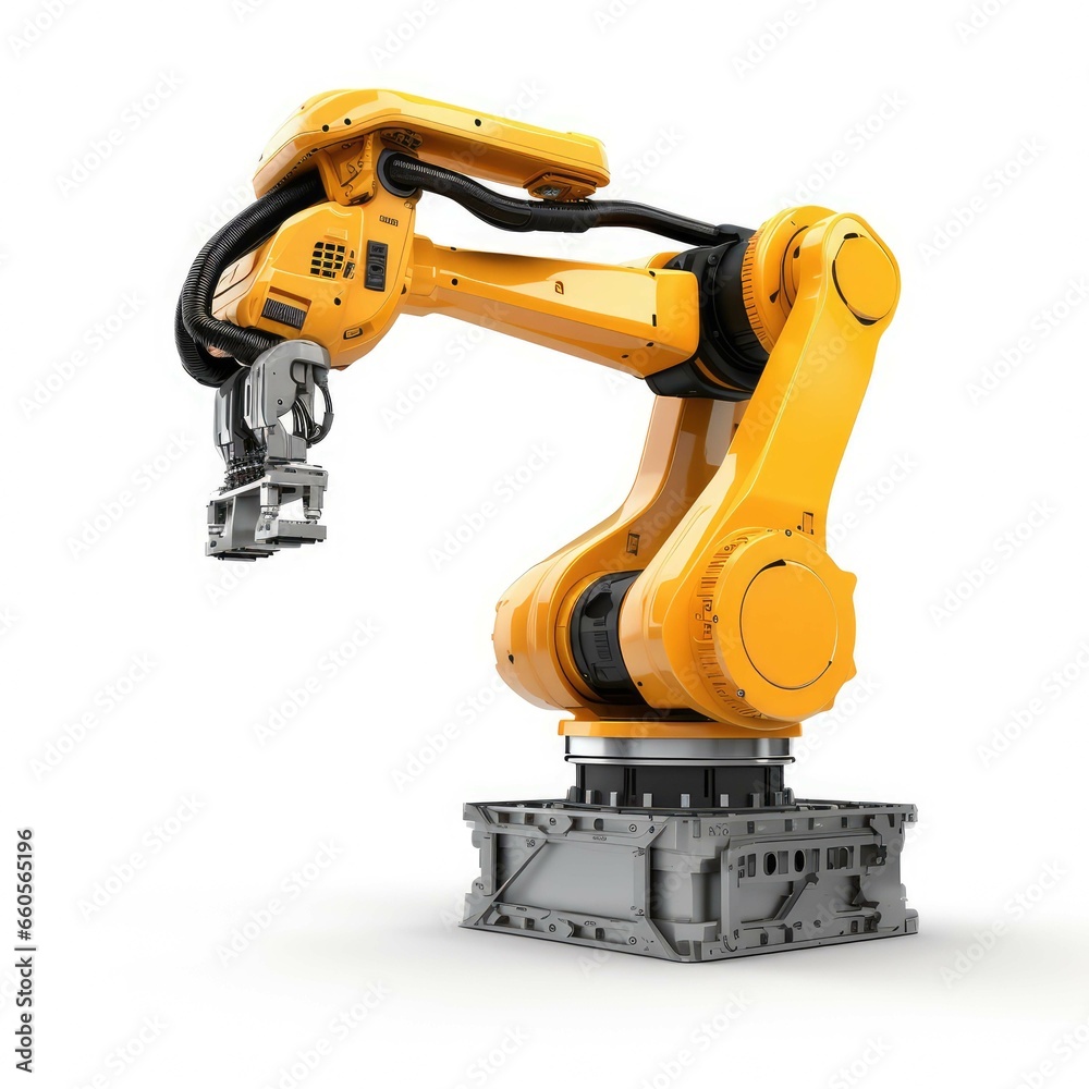 Fototapeta premium Robotic arm industry: Automation, precision, efficiency across various sectors globally.