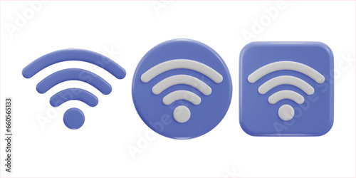 3d wifi wireless network icon set