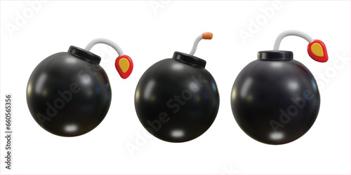 3d bomb icon set vector illustration