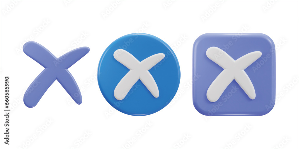 Cross icon, rejection symbol 3d vector icon set Cross icon, rejection symbol 3d vector icon set
