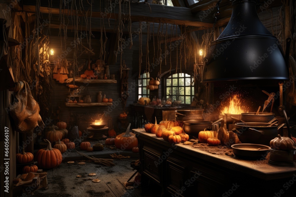 Bright and Cozy kithen with Halloween Decorations