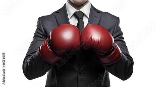 businessman wearing a suit and boxing gloves. Isolated on Transparent background. ©  Mohammad Xte