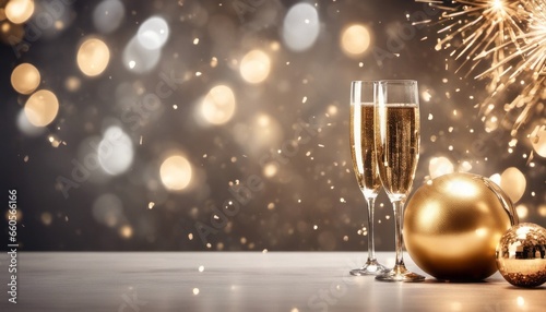 A glamorous New Year's Eve party champagne glasses for a midnight toast photo