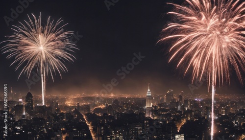 A serene moment on New Year's Eve with fireworks from a rooftop [Blank Space] for a special message