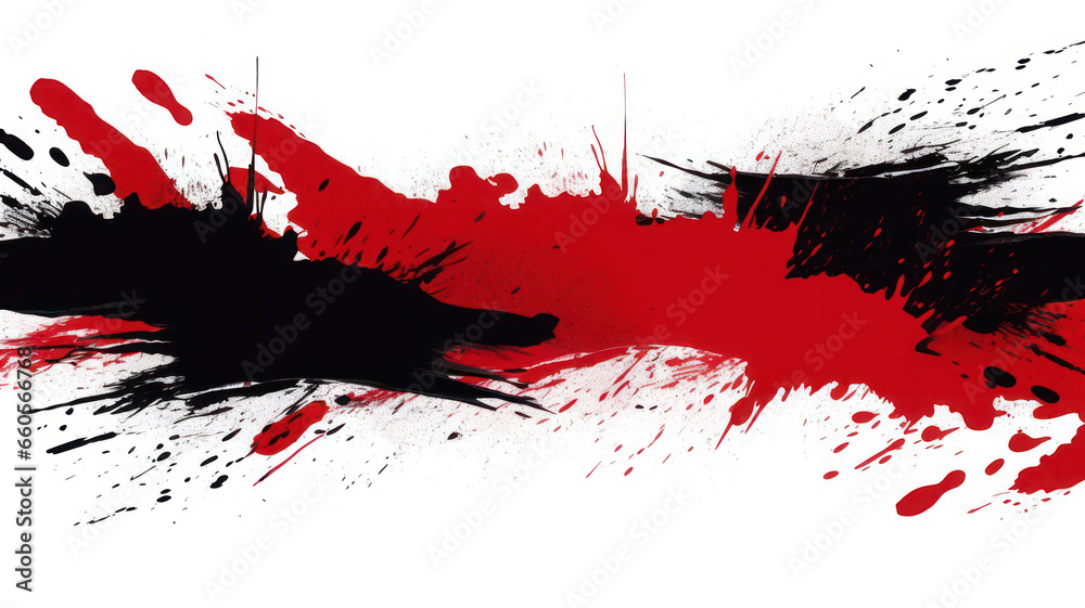 Japanese-inspired seamless background with bold black and red ink strokes