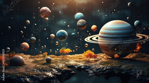 Planets of the solar system and the endless Beauty of the cosmos. Elements of This Image Presented by NASA photo