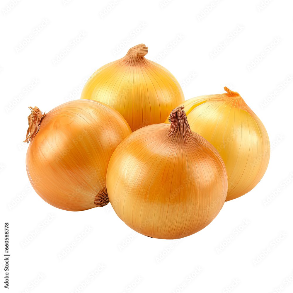 Fototapeta premium Yellow onion isolated on a transparent background.