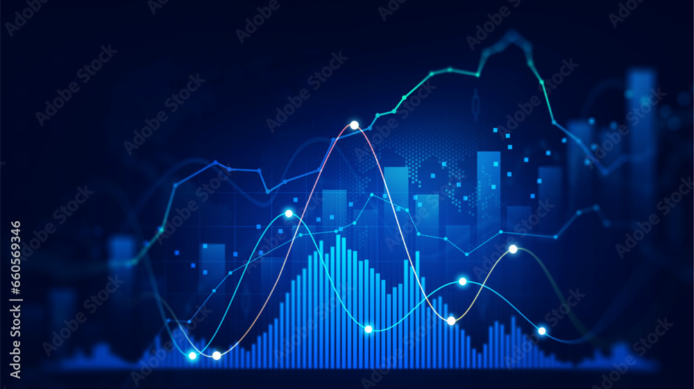 Finance chart,stock market business and exchange financial growth graph. Stock market investment trading graph growth.