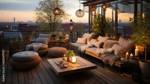 Penthouse terrace with biophillic design,