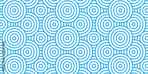 Seamless geometric ocean spiral pattern and abstract circle wave lines. blue seamless tile stripe geomatics overlapping create retro square line backdrop pattern background. Overlapping Pattern.