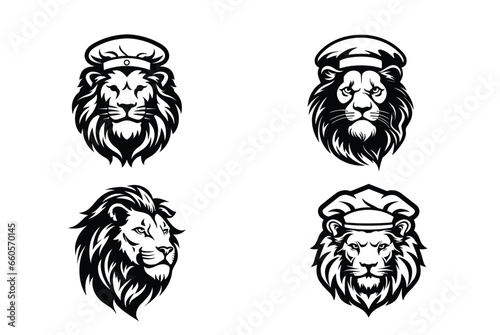 lion head tattoo black logo vector
