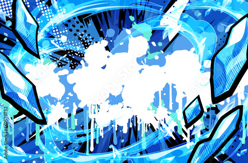 アメコミ風_氷の粒と斬撃のエフェクトの背景