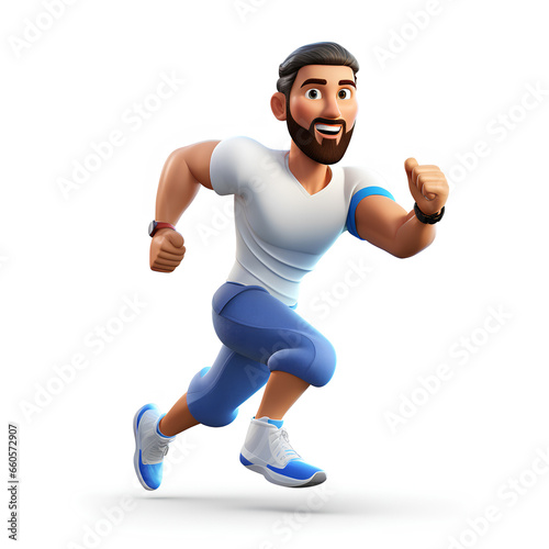 3D Arab athlete man in running action
