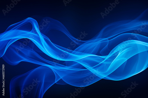 Smoke abstract blue wave Colorful on a black background curves backdrop