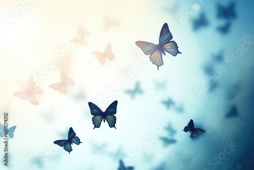 Butterflies fluttering against soft background - AI Generated