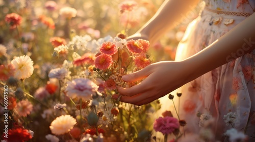 hand holding a flower - generative ai © BrandwayArt