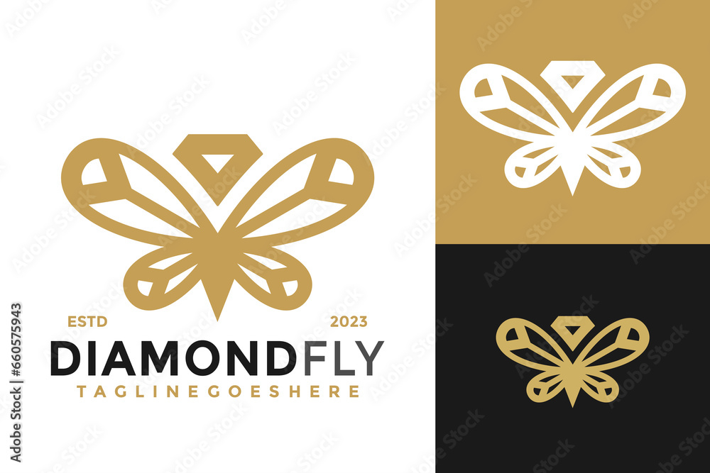 Diamond Butterfly Elegant Company Logo design vector symbol icon illustration