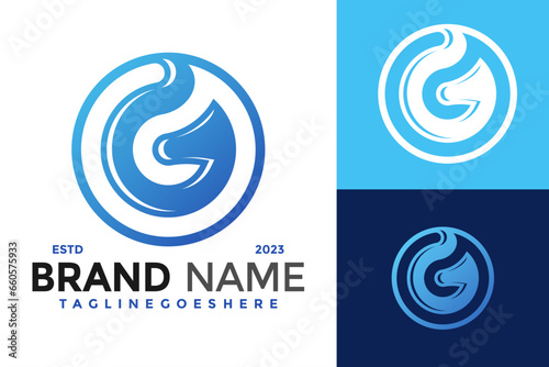 Letter G Circle Blue Colorful Business Company Logo design vector symbol icon illustration