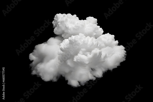 Fluffy White Clouds on Black Background