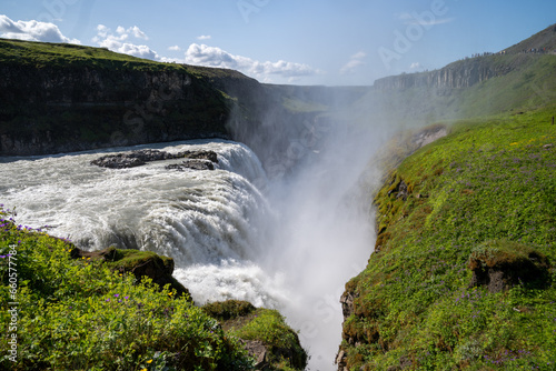 Close up view of one of the waterfalls at Gullfoss  Iceland