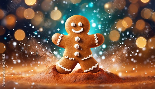 gingerbread man on a christmas background © Visual Vibes