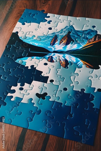 photograph of a puzzle completed with nonmatching pieces  photo