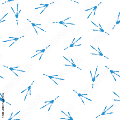blue bird paw prints on a white background