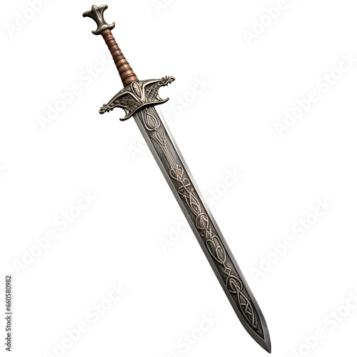 Ancient Medieval Style Melee Sword Weapon No Background White Background