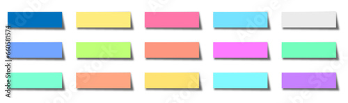 post-it note paper with shadow. Shaded thin stripes of sticky notes set.