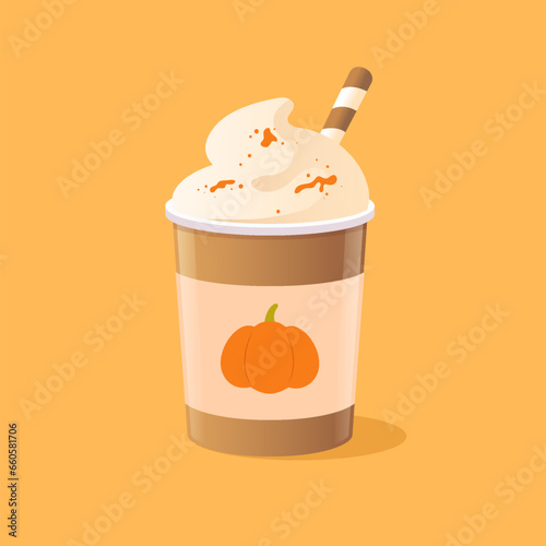 Pumpkin space latte vector illustration