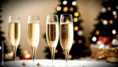 (4K) Champagne glasses on new years day AI