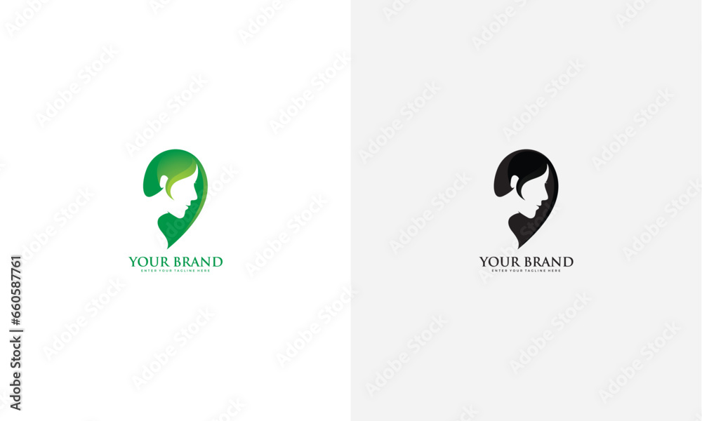 Woman beauty logo. natural leaves, vector graphic design Woman beauty logo. natural leaves, vector graphic design