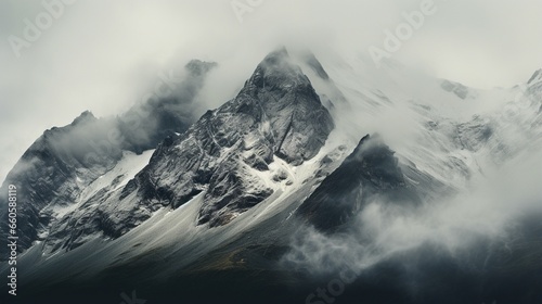 Generative AI. Mountains in cloudy weather 