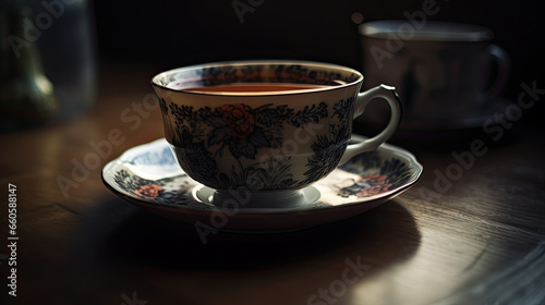 Tea Cup hot beverage on table Generative AI