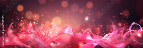 Bright pink ribbons on bokeh background , valentine's holiday or birthday, love and romance concept